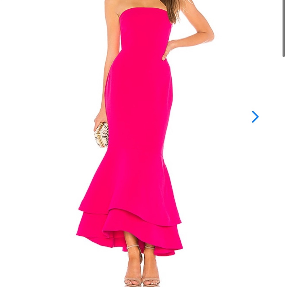 Lovers + Friends Dillion Pink Ruffle Midi Gown
